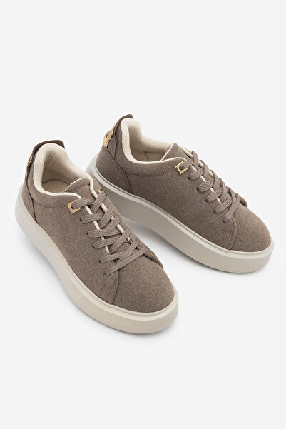 Marjin Women's Sneaker Thick Sole Gold Buckle Detailed Lace-Up Sports Shoes R...