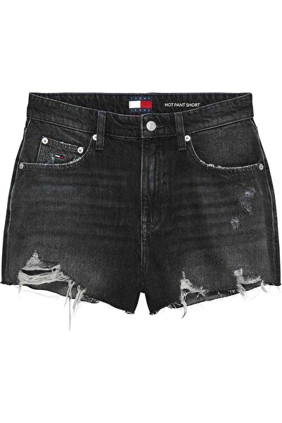 Tommy Hilfiger شورت نسائي بشعار العلامة التجارية باللون الرمادي الداكن مناسب ...