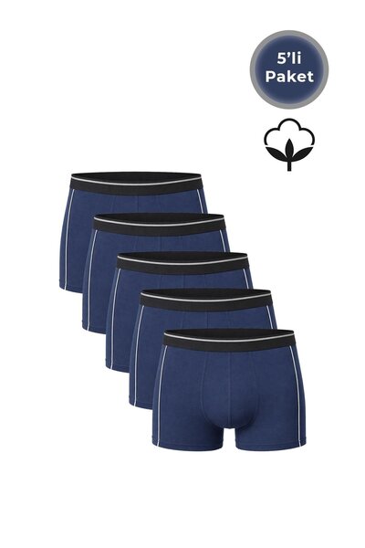 Kompedan Pachet de 5 boxeri pentru bărbați din bumbac și lycra |   Albastru m...