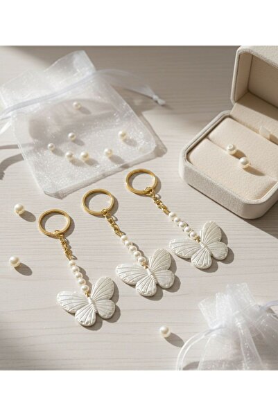 BEİLYS COSMETİCS & ACCESSORY 20 Τεμάχια Χρυσό Μπρελόκ με Λεπτομέρεια Πεταλούδ...