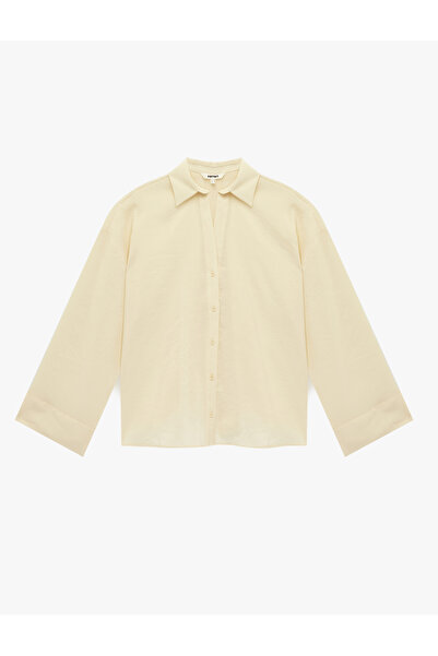 Koton Viscose Blended Classic Collar Long Wide Sleeve Oversized Shirt