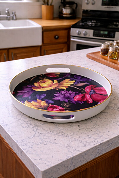Generic A luxurious serving tray with a rose pattern – a touch of elegance fo...