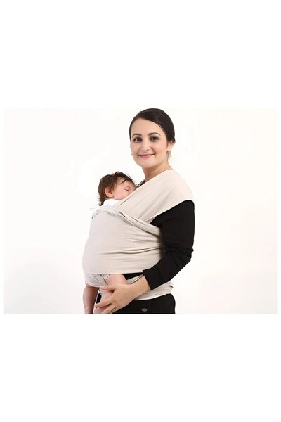 OEM Knotted baby carrier sling, ergonomic, breathable material, Beige, size L
