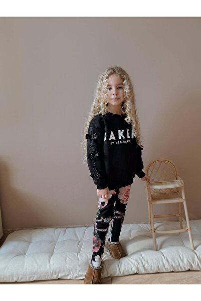 CARLA MARA Girl's Two Thread Li Stretch Fabric St Bottom Tracksuit Set Black