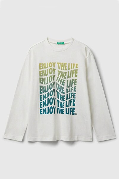 United Colors of Benetton Tricou din jerseu cu mânecă lungă, cu decolteu crew...