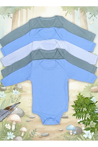 Livik 5 قطع من ملابس الأطفال القطنية ذات الأكمام الطويلة الملونة ذات الأزرار-01