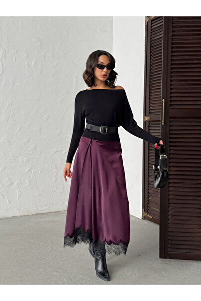 Lady Pixie Lace Detailed Satin Skirt