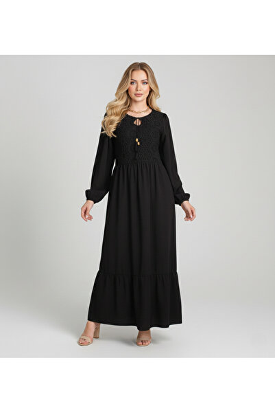 MQ جلابية تركية رمضانية نسائي طويل دانتيل بكم طويل