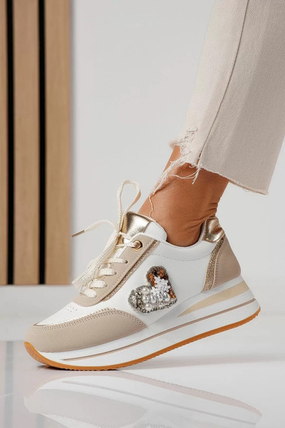 Zaira Adidasi dama bej din piele ecologica Kayla #24140 - 41