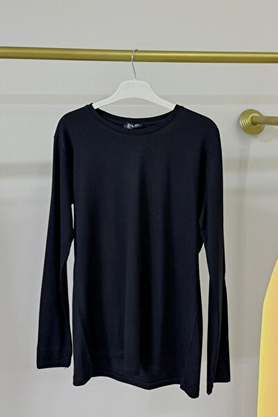 Hazamoda Μακρυμάνικο χτενισμένο βαμβακερό εσώρουχο μαύρο