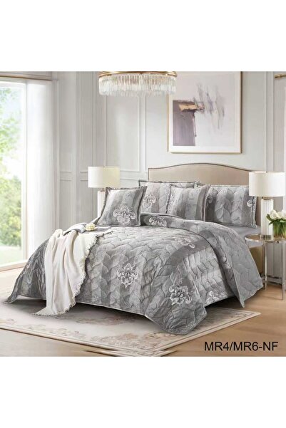 Meral Single winter bedspread with a floral pattern and a faux fur cover for ...