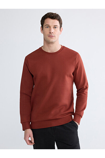 LC Waikiki LCWAIKIKI Classic Brown guler rotund Hanorac gros pentru bărbați t...