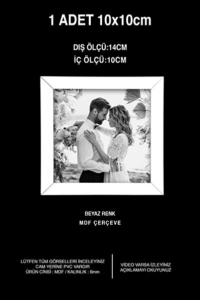 yhfoto 1 Adet 10x10 Çerçeve - Mdf Kare Çerçeve - Fotoğraf Çerçevesi