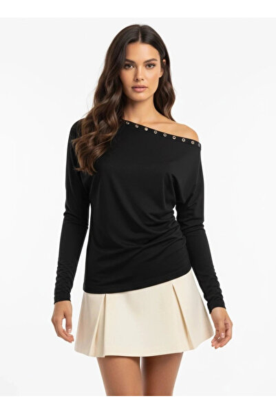 Cool & Sexy Women's Boat Neck Bat Sleeve Collar Trocked Lycra Combed Cotton B...