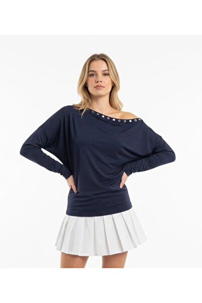 Cool & Sexy Women's Boat Neck Bat Sleeve Collar Trocked Lycra Combed Cotton B...