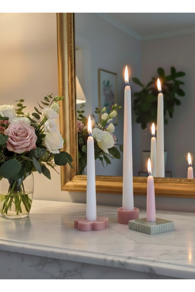 Boketto Opus Pembe Yeşil Pastel 3'lü Dekoratif Mumluk | Modern Şamdan Seti He...