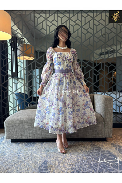 TURKIH فستان أنيق ميدي مورد