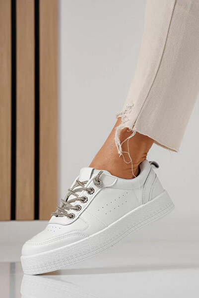 Zaira Γυναικεία λευκά πάνινα παπούτσια από οικολογικό δέρμα Nicole #24166 - 39