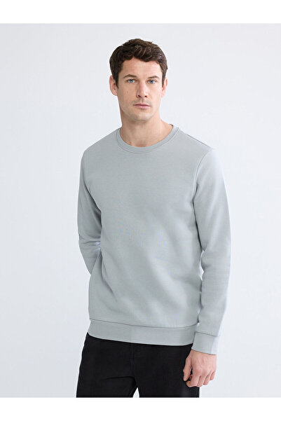 LC Waikiki LCWAIKIKI ClassicGrey guler rotund Hanorac gros pentru bărbați tricou