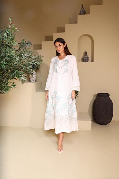 IKKXA جلابيات مطرزة بالكريستال العصري