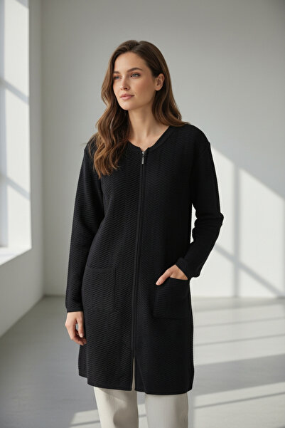 ENDAMIM Plus Size Long Knitwear Cardigan with Pockets, Full Zipper, Crew Neck...