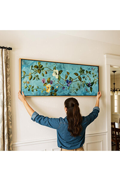 woodhomeworks Tek Parça Gerçek Ahşap Yatay Panorama Çerçeveli Tablo