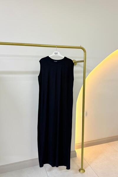 Hazamoda Combed Cotton Inner Dress Black