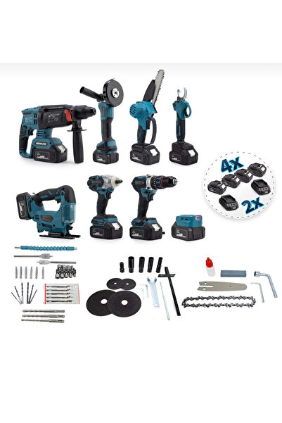 Dawreek 8’li set hilti+spral+matkap+s.sıkma+bağ makası+budama testeresi+dekub...