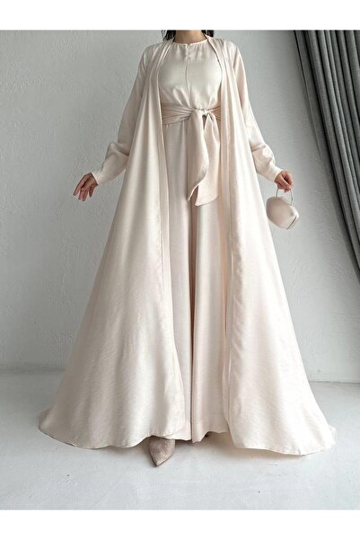 MELEK ARAZ Krem Arya Tulum Abaya Set