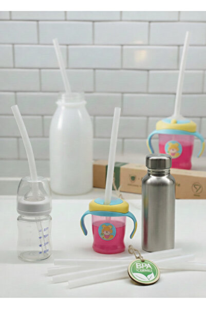 DYZER GIDA SINIFI ÇOCUK PİPETİ - Saf Silikon Yumuşak Pipet Seti - 4LÜ PAKET