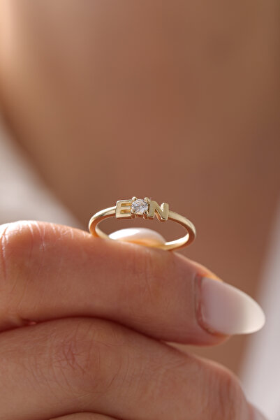 YAVUZ KUYUMCULUK Çift Harfli Tektaş Yüzük