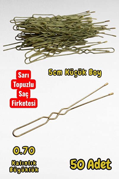 Technow Sarı 5 cm Küçük Topuzlu Saç Firketesi Toka 0.70 Siyah 50 Adet