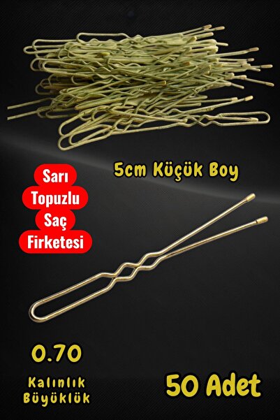 Technow Sarı 5 cm Küçük Topuzlu Saç Firketesi Toka 0.70 Siyah 50 Adet