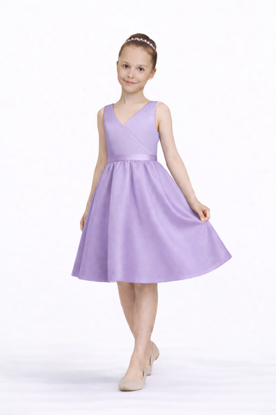 SUNEH Κοριτσίστικο Μίνι Φόρεμα Σατέν σε Λιλά Χρώμα