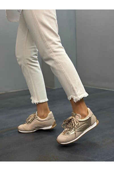 DİVA Krem MİLEA Bağcıklı Kadın Günlük Spor Ayakkabı