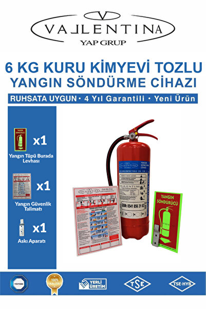 VALLENTİNA 6 KG TOZLU YANGIN SÖNDÜRME CİHAZI RUHSATA UYGUN TSE-HYB/CE BELGELİ...