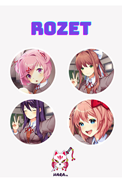 Hara Company DDLC Doki Doki Literature Club Oyunu Oyun Rozet Seti 4’lü