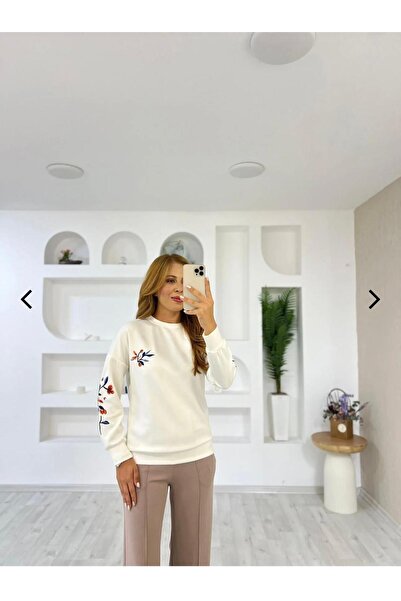 Trendingsize Modal Textured Embroidered Circular Neck Sweatshirt