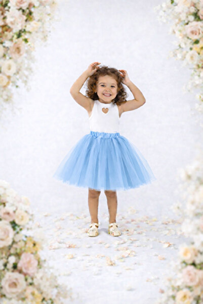 SUNEH Kız Çocuk Astarlı Beli Lastikli Kabarık Tütü Etek