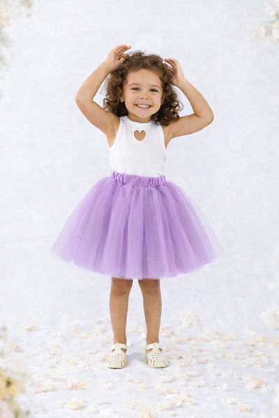 SUNEH Kız Çocuk Astarlı Beli Lastikli Kabarık Tütü Etek