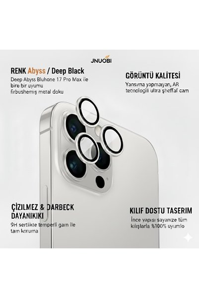 JNUOBI iPhone 17 Pro Uyumlu Crystal-Clear Safir Cam Kamera Lens Koruyucu (3'l...