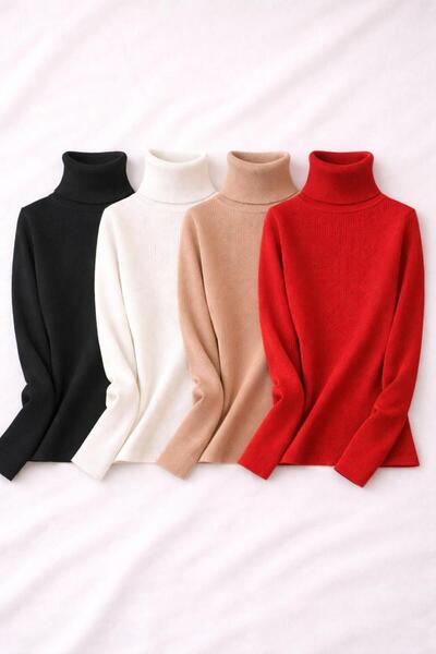 LUPERCUS Women's Turtleneck Fisherman Sweater 4 Pieces Long Sleeve