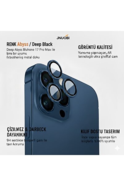 JNUOBI iPhone 17 Pro Uyumlu Crystal-Clear Safir Cam Kamera Lens Koruyucu (3'l...