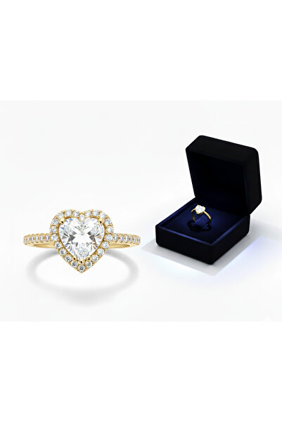 La Clarte Gold Color Heart Ring - in a Lighted Box