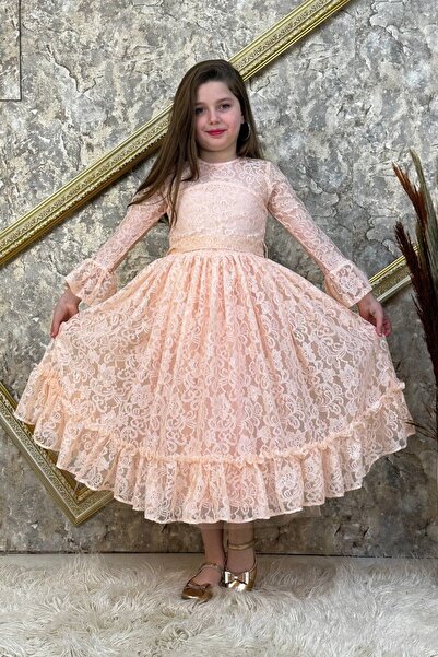 ABİYEKİDS Lace Children's Evening Dress Aby0023