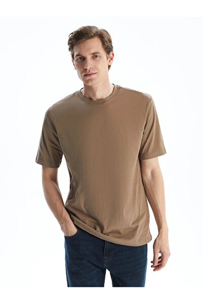 LC Waikiki Lcwaikiki Basic Brown Crew Neck Combed Cotton Men's T-Shirt