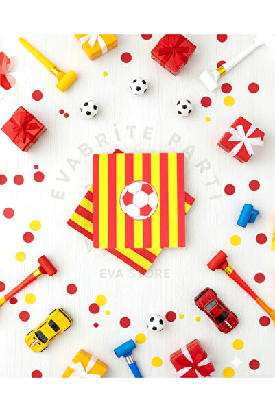 Evabrite Yellow Red Fan Themed Birthday Napkin - Pack of 20 - 33X33 cm Party ...