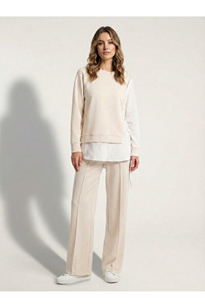 NEW JOURNAL Γυναικείο Εκρού Με δέσιμο στο πλάι Ριγέ Πουκάμισο με λεπτομέρειες...