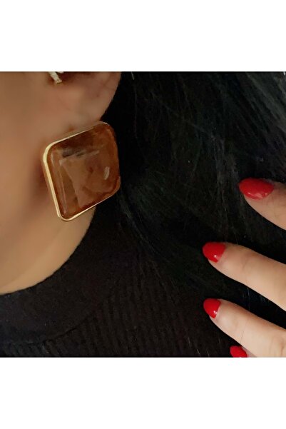 ACAR TAKI أقراط مربعة باللون البني ACR8583