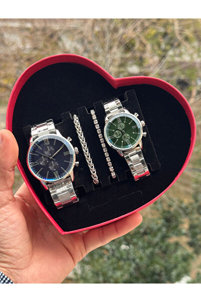 Tulpar Amor Series Lover Couple Wristwatch Set in Special Design Red Heart Box